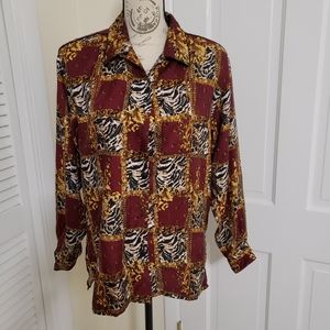 VTG Anna & Frank Button Down Top 100% Silk
